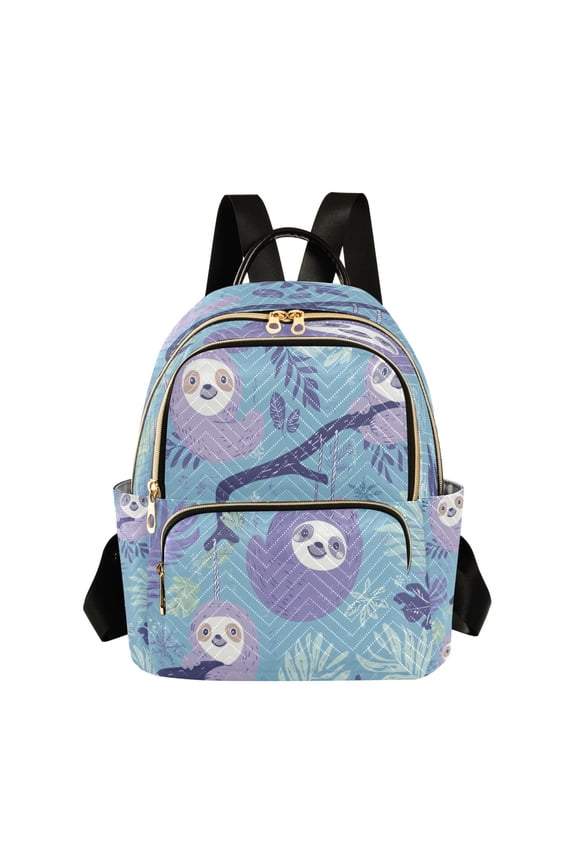 Pattern with Sloth Hanging on Tree Branches Butterfly Backpack Durable Lightweight Shoulder Bag Built-in Laptop Sleeve and Multiple Utility Compartments