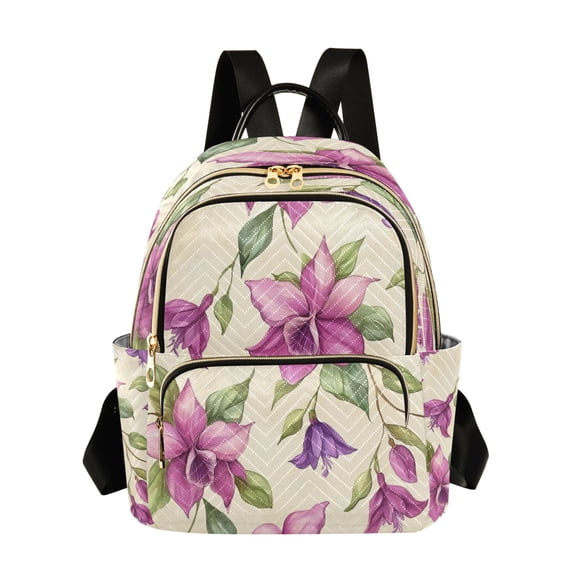 WOBOGO A Pattern with Watercolor Fuchsia Orchids Butterfly Backpack Durable Lightweight Shoulder Bag Built-in Laptop Sleeve and Multiple Utility Compartments