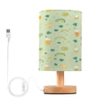 thumbnail image 1 of WOBOGO Pattern with Rainbows Shamrocks and Leprechaun Hat Bedroom Table Lamp USB Power Connector Wooden Base Round Linen Shade For Living Room Desk, 1 of 7