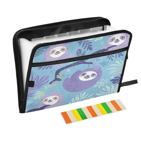 WOBOGO Pattern with Sloth Hanging on Tree Branches Expanding File Folder Letter Size Accordion Filing Organizer 13 Pocket Separate Organ Pocket