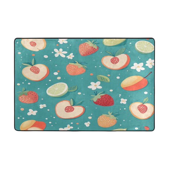 WOBOGO Peaches and Strawberries in A Repeating Pattern Carpet Non-Slip Rugs Soft Doormat 72×48in Living Dining Room Bedroom Decorative