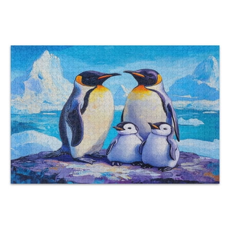 WOBOGO Penguin Family Pattern Jigsaw Puzzle Challenge 500 Piece Jigsaw Suitable for Game Night Finished Size 20.5 x 14.9in