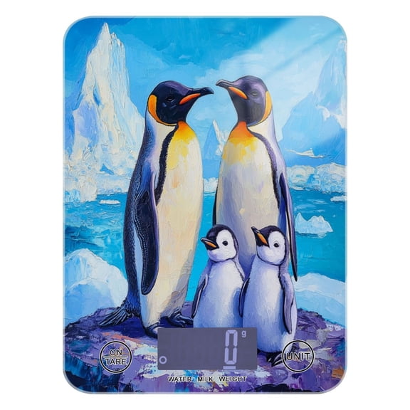 WOBOGO Penguin Family Pattern Kitchen Scale Digital Gram and Ounce Weighing for Cooking Baking Ketogenic Diet Meal Prep