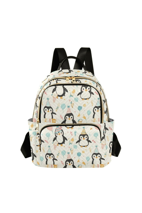 Penguin with Balloon Backpack Durable Lightweight Shoulder Bag Built-in Laptop Sleeve and Multiple Utility Compartments