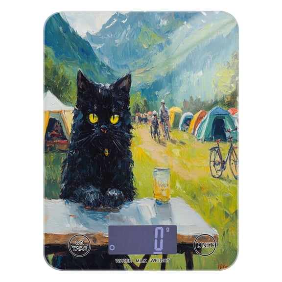 WOBOGO Picnic Black Cat Kitchen Scale Digital Gram and Ounce Weighing for Cooking Baking Ketogenic Diet Meal Prep