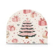 WOBOGO Pink Christmas Tree Gift Boxes Pattern Clear Acrylic Napkin Holder Kitchen Tissue Face Towel Cocktail Rack Bar Restaurant Dinner Paper Dispenser