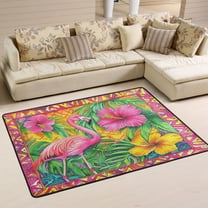 WOBOGO Pink Flamingo Carpet Non-Slip Rugs Soft Doormat 36×24in Living Dining Room Bedroom Decorative