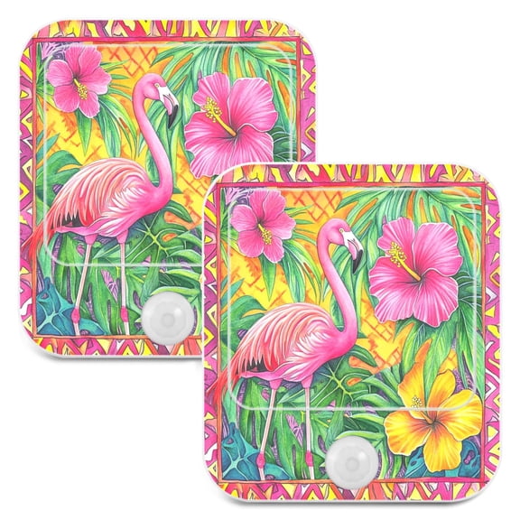 WOBOGO Pink Flamingo Night Light Lamp with Smart Sensor Dusk to Dawn Sensor 0.6W Plug-in 2-Pack