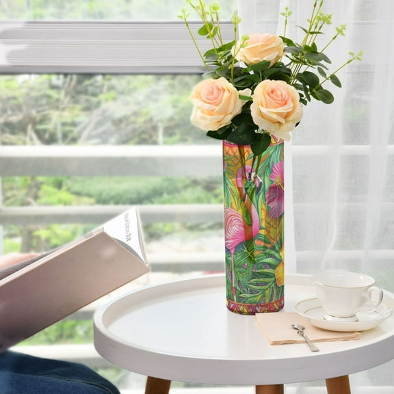 WOBOGO Pink Flamingo Plastic Vase Home or Wedding Decoration Centerpiece Unbreakable 11.83.9in