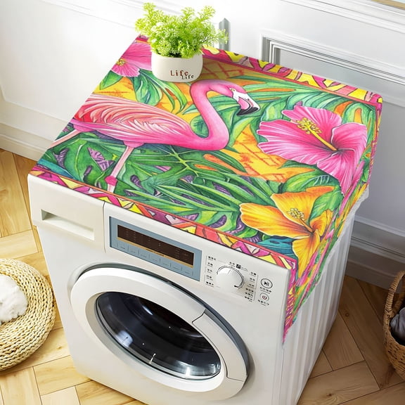 WOBOGO Pink Flamingo Washing Machine Cloth Dryer Refrigerator Top Cover Protective Non-Slip Mat For Kitchen Laundry