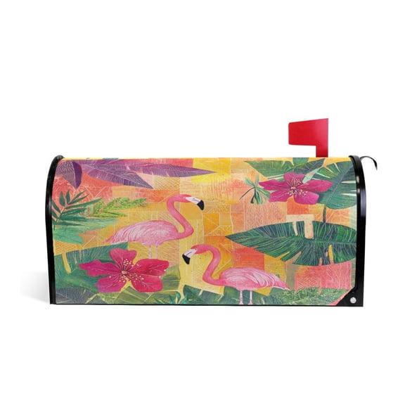WOBOGO Pink Flamingos Mailbox Cover Magnetic for Garden Yard Home Decor Standard Size 20.7×18.03in