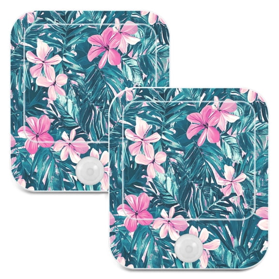 WOBOGO Pink Flower Night Light Lamp with Smart Sensor Dusk to Dawn Sensor 0.6W Plug-in 2-Pack