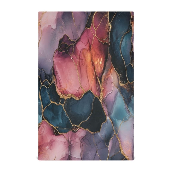 WOBOGO Pink Gilt Marbles Kitchen Towel 1 Piece Large Cotton Dishcloth Premium Absorbency Set with Hanging Loop