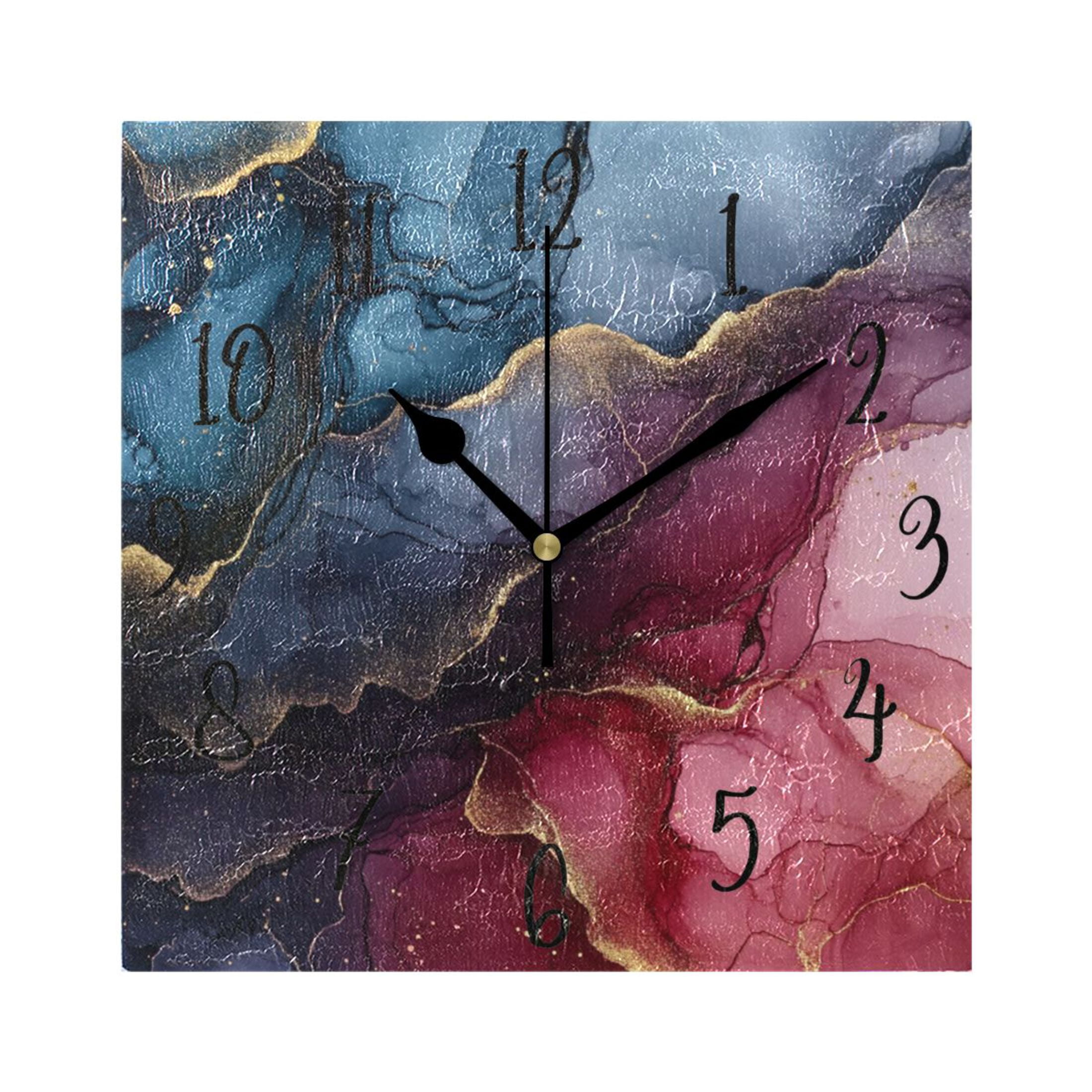 WOBOGO Pink Gilt Pattern Wall Clock 7.78 Inch Battery Operated Silent ...