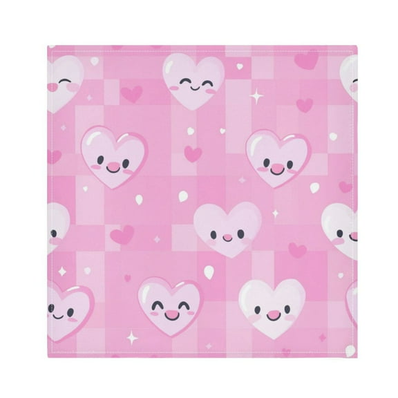 WOBOGO Pink Gingham Love Pattern Cloth Napkins 1 Piece Soft Elegant Touch Durable Absorbent Quick Drying for Elegant Dining