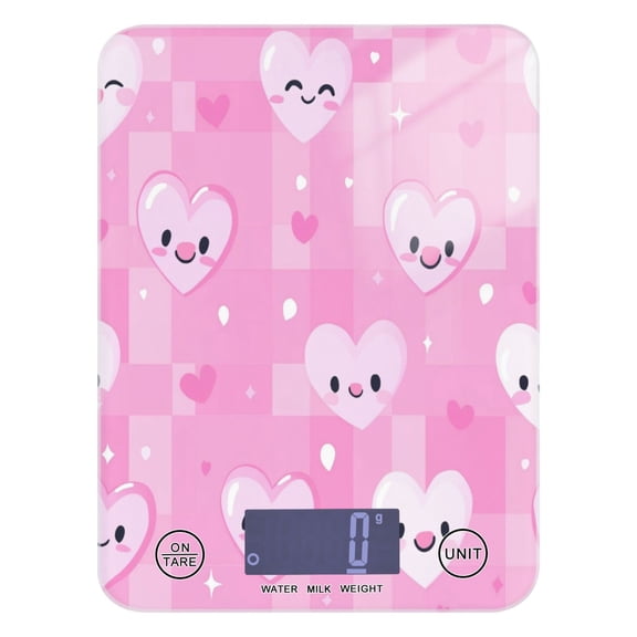 WOBOGO Pink Gingham Love Pattern Kitchen Scale Digital Gram and Ounce Weighing for Cooking Baking Ketogenic Diet Meal Prep