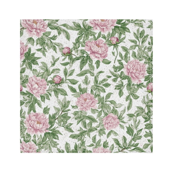 WOBOGO Pink Peonies Pattern Cloth Napkins 4 Pieces Soft Elegant Touch Durable Absorbent Quick Drying for Elegant Dining