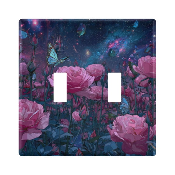 WOBOGO Pink Roses 2-hole Switch Plates PC Flame Retardant Plastic Material Glossy Finish Smooth Touch 4.56x4.48x0.27in