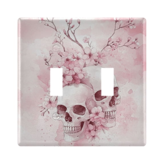 WOBOGO Pink Skulls 2-hole Switch Plates PC Flame Retardant Plastic Material Glossy Finish Smooth Touch 4.56x4.48x0.27in