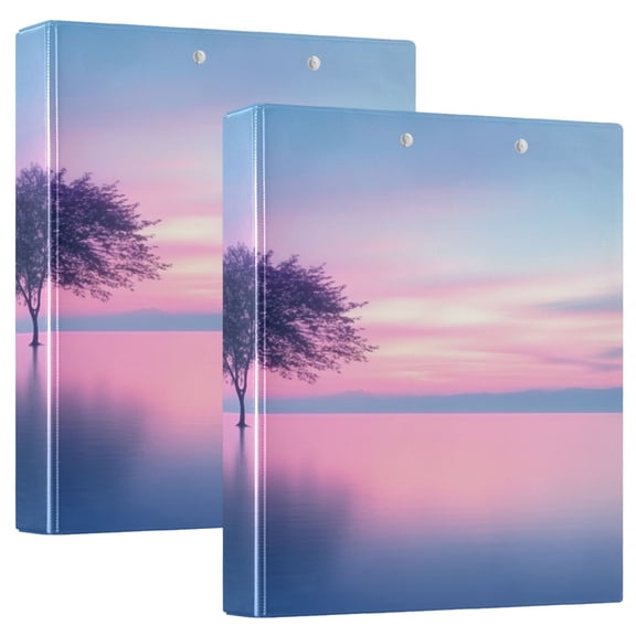 WOBOGO Pink Tree File Folders Extra Large Capacity to Hold 200 Sheets of Documents Hard Shell Ring Binder for School Home Office