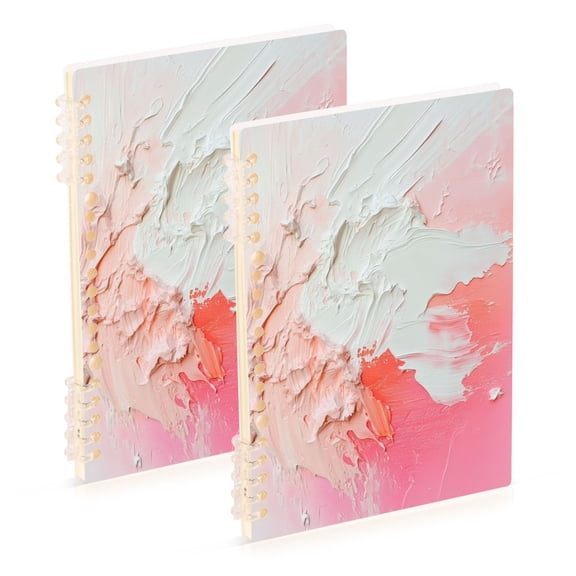 WOBOGO Pinkish-white Impact Notebook College Horizontal Grid Paper Ink Spill Resistant Water Resistant Cover 8.3x5.7x0.4in