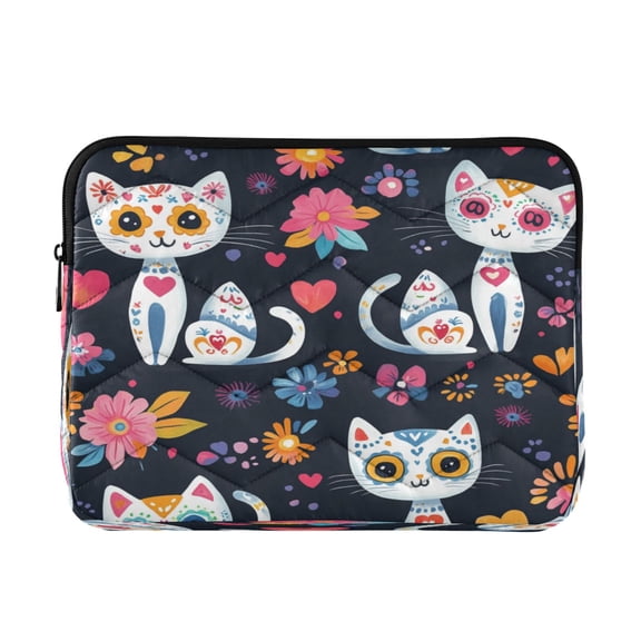WOBOGO Playful Colorful Cat Pattern Laptop Sleeve 13.4 inch Lightweight Zipper Design Soft Padded Protection Against Scratches and Impacts
