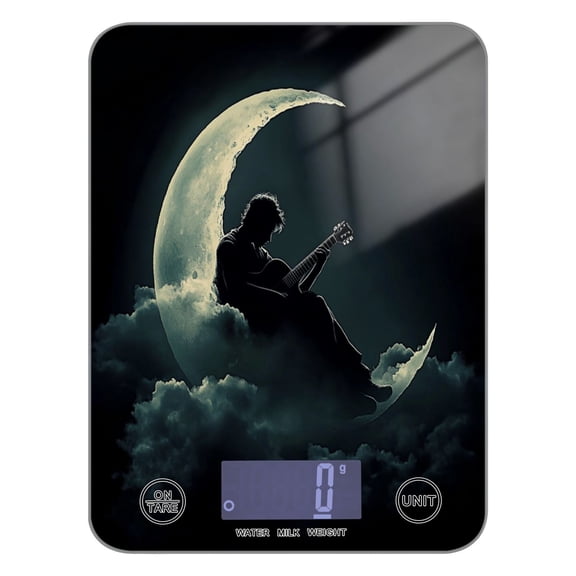 WOBOGO Playing Guitar on The Moon Kitchen Scale Digital Gram and Ounce Weighing for Cooking Baking Ketogenic Diet Meal Prep
