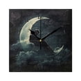 thumbnail image 1 of WOBOGO Playing Guitar on The Moon Wall Clock 7.78 Inch Battery Operated Silent Unit Square Rustic Vintage Style for Home Bedroom Office Black Pointer, 1 of 8
