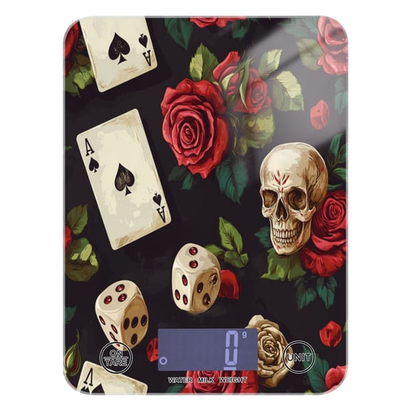 WOBOGO Poker Collides with Skulls Kitchen Scale Digital Gram and Ounce Weighing for Cooking Baking Ketogenic Diet Meal Prep