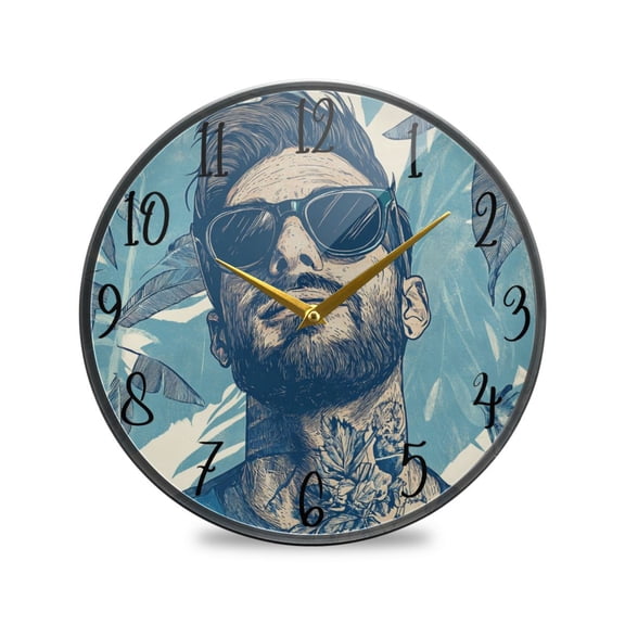 WOBOGO Portraits Of Men Acrylic Wall Clock Battery Operated 9.5in Silent No Tick Bedroom Living Room Office Classroom Decoration