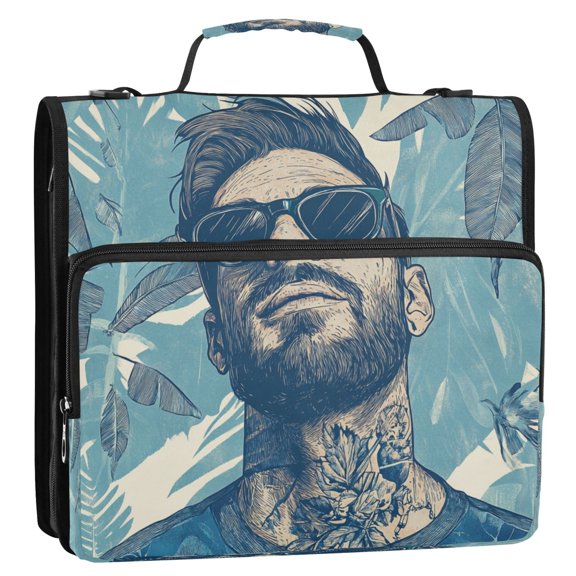 WOBOGO Portraits Of Men Ring Binder Bag 1.5in Folder Organizer with Shoulder Strap for 13Inch Laptop and 500 Sheets of Paper