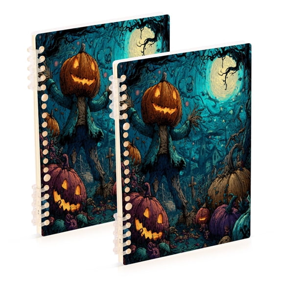 WOBOGO Pranking Pumpkin Notebook College Horizontal Grid Paper Ink Spill Resistant Water Resistant Cover 8.3x5.7x0.4in