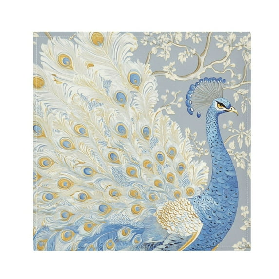 WOBOGO Pretty Blue Peacock Cloth Napkins 1 Piece Soft Elegant Touch Durable Absorbent Quick Drying for Elegant Dining