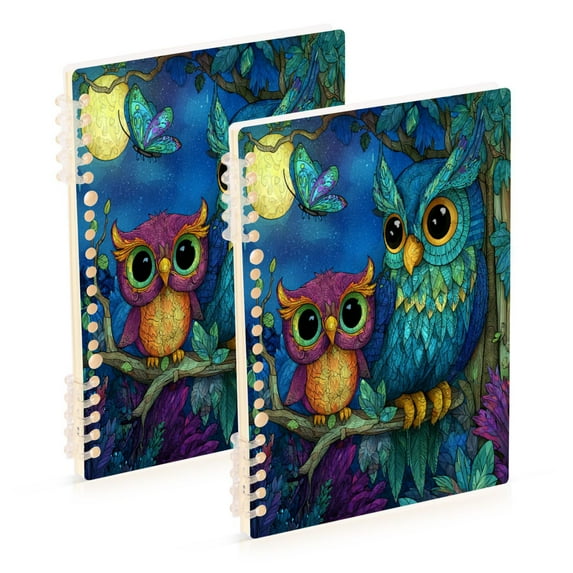 WOBOGO Pretty Owl Notebook College Horizontal Grid Paper Ink Spill Resistant Water Resistant Cover 8.3x5.7x0.4in