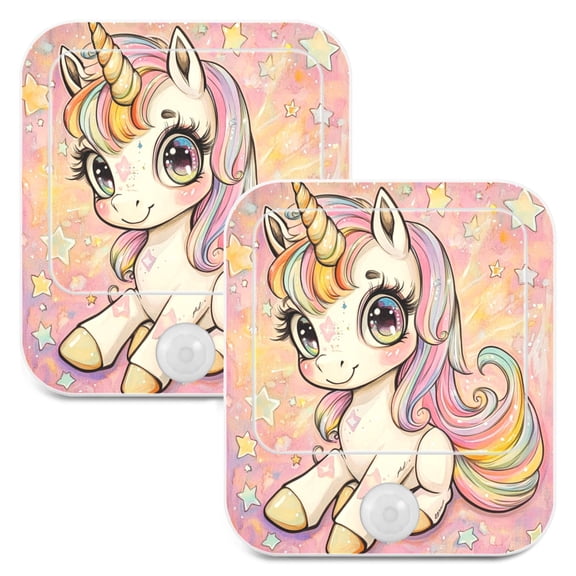 WOBOGO Pretty Unicorns Night Light Lamp with Smart Sensor Dusk to Dawn Sensor 0.6W Plug-in 2-Pack