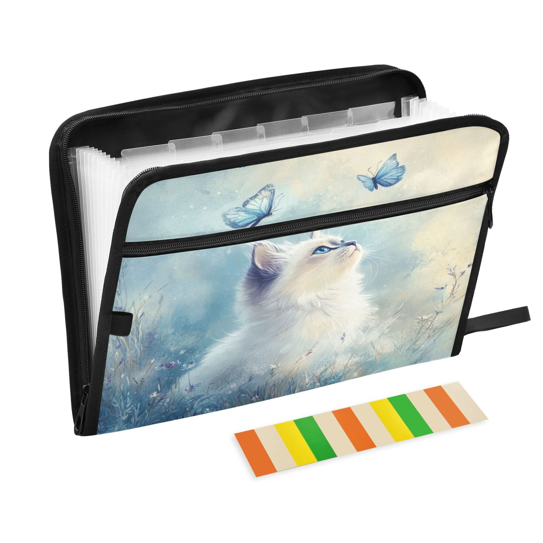 WOBOGO Pretty White Ragdoll Cat Expanding File Folder Letter Size Accordion Filing Organizer 13 Pocket Separate Organ Pocket