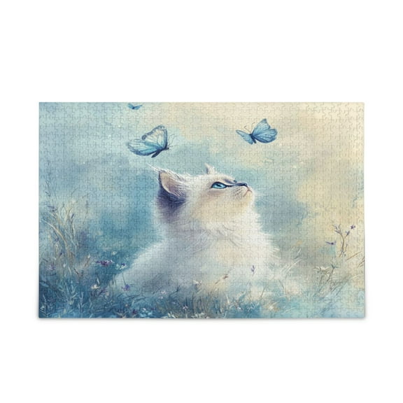 WOBOGO Pretty White Ragdoll Cat Puzzle Challenge 500 Piece Jigsaw Suitable for Game Night Finished Size 20.5 x 14.9in