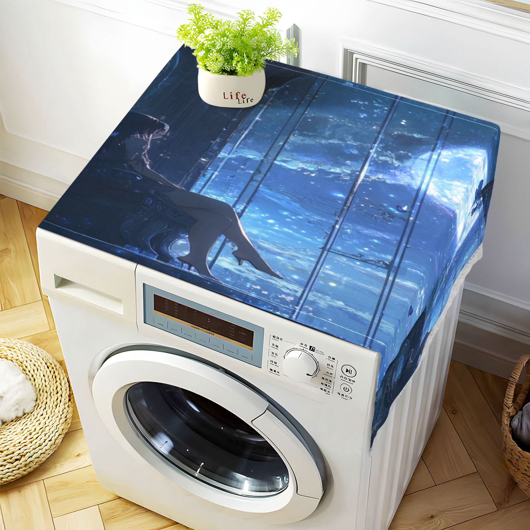 WOBOGO Princess Enjoying The Moon Pattern Washing Machine Cloth Dryer Refrigerator Top Cover Protective Non-Slip Mat For Kitchen Laundry