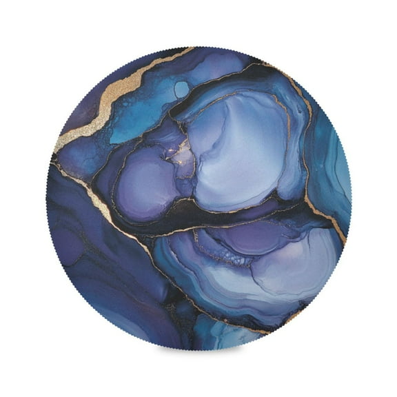 WOBOGO Puddle Veined Marble Round Placemats Set of 4 Heat Resistant Washable Kitchen Table Decorations 15.4in