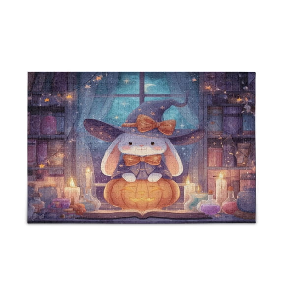 WOBOGO Pumpkin Bunny Puzzle Challenge 500 Piece Jigsaw Suitable for Game Night Finished Size 20.5 x 14.9in