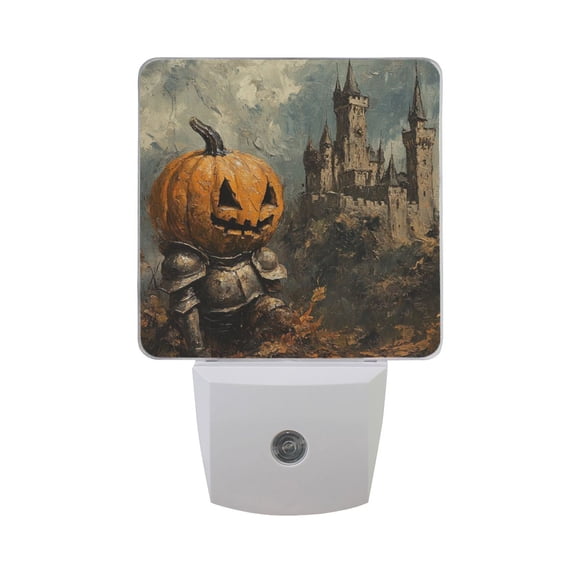 WOBOGO Pumpkin Knight LED Night Light 2 Pcs Set 0.5 Watt Wall Plug in Dusk to Dawn Automatic Switch Soft White Light
