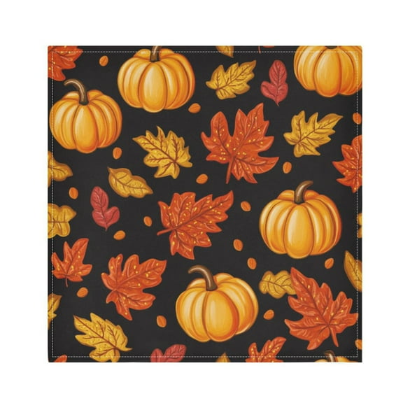 WOBOGO Pumpkin Leaf Fall Autumn Cloth Napkins 4 Pieces Soft Elegant Touch Durable Absorbent Quick Drying for Elegant Dining