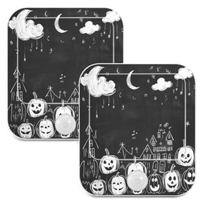 WOBOGO Pumpkins City Night Light Lamp with Smart Sensor Dusk to Dawn Sensor 0.6W Plug-in 2-Pack