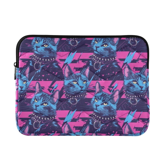 WOBOGO Punk Cat Pattern Laptop Sleeve 13.4 inch Lightweight Zipper Design Soft Padded Protection Against Scratches and Impacts
