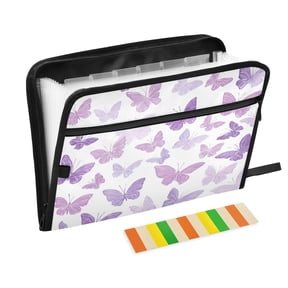 WOBOGO Purple Butterfly Expanding File Folder Letter Size Accordion Filing Organizer 13 Pocket Separate Organ Pocket