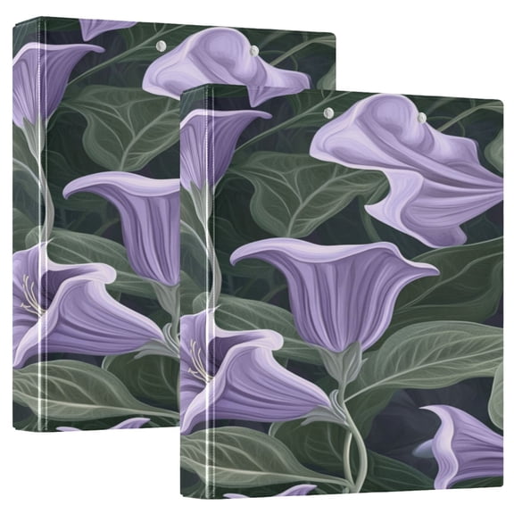 WOBOGO Purple Datura Stramonium File Folders Extra Large Capacity to Hold 200 Sheets of Documents Hard Shell Ring Binder for School Home Office
