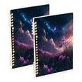 thumbnail image 1 of WOBOGO Purple Flower Sea Notebook College Horizontal Grid Paper Ink Spill Resistant Water Resistant Cover 8.3x5.7x0.4in, 1 of 8