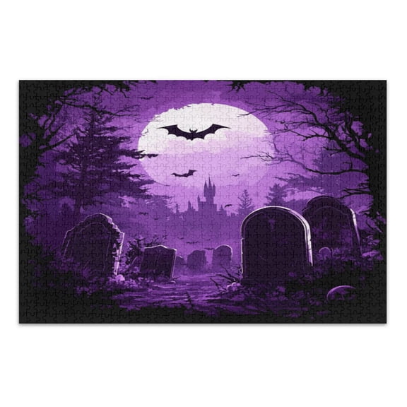 WOBOGO Purple Full Moon Jigsaw Puzzle Challenge 500 Piece Jigsaw Suitable for Game Night Finished Size 20.5 x 14.9in