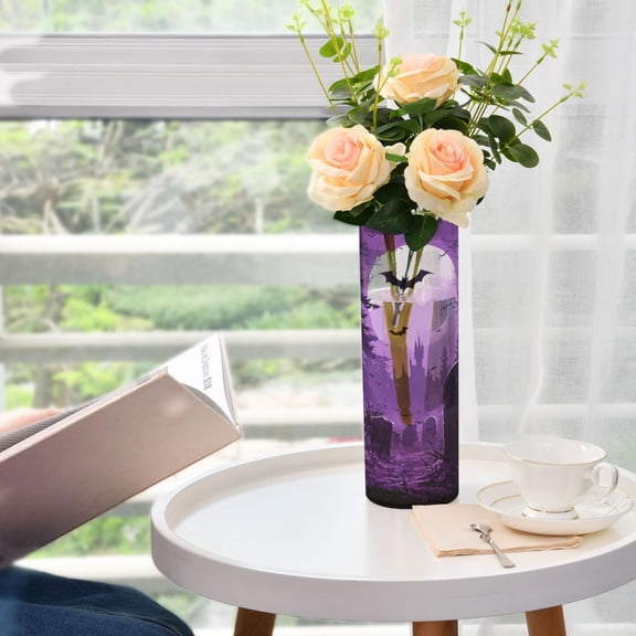 WOBOGO Purple Full Moon Plastic Vase Home or Wedding Decoration Centerpiece Unbreakable 11.83.9in