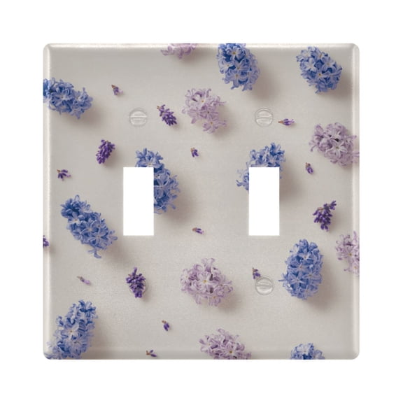 WOBOGO Purple Hyacinth Flowers 2-hole Switch Plates PC Flame Retardant Plastic Material Glossy Finish Smooth Touch 4.56x4.48x0.27in